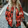 Sudadera de Algodón Acolchada para Mujer Estilo Nuevo 2025 Cuello Alto Floral Retro Rayas Otoño e Invierno Botones Sudadera para Mujer