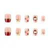 Unhas Usáveis Tendência Apple Kitty para Meninas Doces Unhas Curtas Feitas à Mão Arte de Unhas Falsas Adesivos Estilo Cute Ins