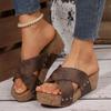 Zapatillas de plataforma con tiras cruzadas de talla grande para comercio exterior europeo y americano, para mujer, transfronterizas, de plataforma abierta, pastel con sandalias de playa retro wish