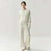 Pantalones de Cachemira para Mujer Bai Cai Rong Otoño/Invierno 2026, Tejido Casual con Caída, Cubre Cadera, Trenzado Lateral, Pantalones Anchos Casuales
