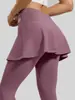 Pantalones Culotte Falsos de Dos Piezas con Bloques de Color Juyitang, Cintura Alta, Control de Abdomen, Aspecto Adelgazante, Ropa de Exterior para Fitness, Pantalones de Yoga Antiexposición para Mujer