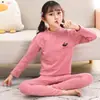 Conjunto de ropa interior térmica de otoño para niños con cuello medio, conjunto de ropa interior térmica para niñas, pijamas para niños, camisetas interiores para niños pequeñas y medianas para estudiantes