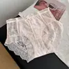 Calcinha Feminina Respirável Sexy de Renda Doce Japonesa com Cintura Média-Alta e Forro de Algodão em Tamanhos Grandes