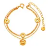 Nuevo Candado de Bendición para Atraer Riqueza China Moneda de Cobre Acero de Titanio Pulsera de Doble Capa para Mujer Chapada en Oro de 18K Moda de Gama Alta Tendencia China Joyería de Mano