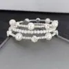 Pulsera de Perlas de Moda Europea y Americana Transfronteriza Pulsera de Cristal Pulsera de Enrollado Multicapa Pulsera de Diamantes de Garra de Tres Filas