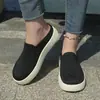 Zapatos de Mujer Transpirables de Punto Flyknit de Punta Cerrada, Medias Pantuflas con Suela de Plataforma Gruesa, Sandalias Casuales Versátiles para Exteriores sin Cierre para Mujer