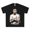 Camiseta de fútbol transfronteriza comercio exterior Mbappe lavada desgastada con hombros caídos, cuello redondo, corte holgado, algodón puro, manga corta