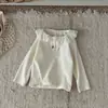 Blusa de Base com Gola de Renda Estilo INS para Bebês Meninas, Primavera/Outono, Manga Longa com Botões de Renda