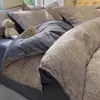 Conjunto de cama simples de algodão puro escovado de quatro peças com toque de alta qualidade, capa de edredom espessa 100% algodão, lençol, conjunto de três peças com lençol com elástico