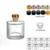 Frasco cilíndrico transparente de aromaterapia de 100ml frasco vazio frasco difusor de vidro frasco de perfume volátil de rattan frasco de óleo essencial frasco de desinfetante para as mãos