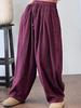 Pantalones Casuales de Lino para Mujer Primavera Artístico Retro Lavado de Arena Serie de Colores Fritos Ancho Pierna Suelta Rábano Haren Pantalones 8177