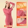 Conjunto de roupa íntima térmica feminina, espessado para o inverno, com forro de fleece, top e calça térmicos outono/inverno, pijama feminino, camada base para meninas, camiseta térmica de algodão
