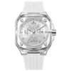 Relógio Masculino Transparente Moda Quadrado Vazado Fabricante Original Comércio Exterior High-End Casual Quartzo Silicone