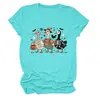 Amazon eBay Loja Independente Casual Divertido Feminino Três Patos de Halloween Múmia Fazendeiro Gola Redonda Manga Curta