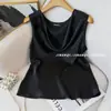 Camiseta Fina Suave Estilo Coreano Nicho Estilo Occidental Todas las Combinaciones Cuello Oscilante Camisa Pequeña Elegante Todas las Combinaciones Adelgazante Jersey Camiseta Sin Mangas