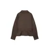 Nueva Llegada de Temporada Cruzada Chaqueta Exterior Estilo Gabardina Corta Cruzada Color Marrón Oscuro Americano con Solapa y Corbata 5063714