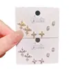 2026 Nuevos Pendientes de Tachuela Cruzados de Plata Estilo Retro con Circonita Juego de Seis Piezas Pendientes de Lujo Ligero Estilo Coreano Tres Pares para Mujer