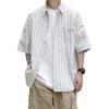 Camisa de manga corta a rayas japonesa de verano para hombre, nueva marca de moda, holgada, combinable, informal, elegante, chaqueta.