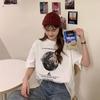 Primavera Inicial 2025 Novos Tops Versáteis de Manga Curta Estilo Coreano Comprimento Médio Pulôver Solto Gola Redonda Camiseta Popular Feminina Tendência Ins