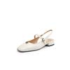 Elegantes Zapatos Mary Jane con Capa Superior de Camelia, Trasero Vacío de Piel de Oveja, Verano 2025, Punta Cuadrada, Tacón Bajo Grueso, Sandalias de Cuero Genuino para Mujer