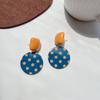 Pendientes de Resina de Lunares Retro Coreanos y Japoneses Lindos con Aguja de Plata S925, Moda Exagerada Europea y Americana, Clips para Orejas sin Perforar