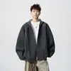 Moletom Cardigan com Capuz Patchwork Estilo Americano Pesado Linha Hasselblad para Homens, Nova Marca de Moda Primavera, Jaqueta Casual Solta 2026