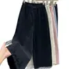 Outono de 2026 Novo Calça Casual Wide-Leg de Cintura Alta Elástica Calça Reta de Renda Feminina Calças Casuais