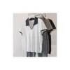 Camiseta de punto de manga corta con cuello polo de color block estilo coreano, sensación de alta gama para verano, holgada y estilizada, top casual de moda para mujer