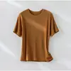 Camiseta Brillante95% Acetato ~ Refrescante Transpirable Cuello Redondo Manga Corta Mujer 26 Verano Casual Versátil Top Delgado