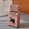 Desenho animado gatinho zíper puxar haste bagagem moldura de alumínio 28 polegadas mala de embarque mudo roda universal caixa mãe