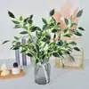 Ramas Artificiales de Árbol Banyan, Hojas de Árbol Banyan Recubiertas de Plástico con Bordes Blancos, Árbol Banyan para Paisajismo de Supermercado, Vegetación de Jardín, Plantas Verdes