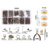 Juego de accesorios DIY de gran venta: pinzas para anilla abierta, pinzas para cuentas, broches de langosta y herramientas para cuentas.