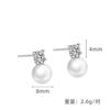 Set de Collar y Aretes de Plata Esterlina S925 Princesa Cuatro Garras Diamante Moda para Mujer Simple Perla Sintética Aretes de Alta Gama