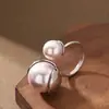 Moda Transfronteriza Exagerada y Elegante Anillo Abierto Redondo Perfecto de Perla Swarovski Ajustable, Sensación de Gama Alta de Nicho, Joyería de Amistad