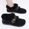 Sapatos Femininos Peludos de Inverno, Botas Femininas, Sapatos de Algodão Aveludado, Sapatos Slip-On de Camurça com Solado Grosso para Mães, Casuais com Solas Macias