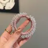 Elástico de Cabelo Pérola Estilo Francês para Mulheres, Corda de Cabelo em Tecido de Alta Elasticidade, Elástico de Cabelo Plissado Suave e Elegante, Faixa de Cabelo Novo Estilo