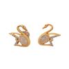 Brincos de Jade Branco de Hotan S92 Modernos Estilosos Simples Versáteis Elegantes em Forma de Cisne Cravejados para Mulheres