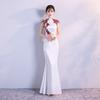 Vestido de Noite 2026 Novo Estilo Apresentador Estilo Chinês Cauda de Peixe Cheongsam Slim Longo Palco Performance Coro Fantasia