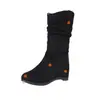 Botines retro plisados para mujer, nueva colección otoño/invierno 2026, botas de mezclilla forradas de felpa con diseño interior que aumenta la altura para un efecto adelgazante, botas de montar