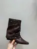 Botas curtas de camurça cáqui estilo retrô Chuyuji para mulheres, botas estilo francês, design de nicho de outono, botas western com salto bloco