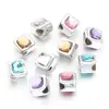10-11.5 Anillo de Resina con Forma de Corazón Cuadrado de Doble Cara, Cara de Piedra Preciosa, Cuentas con Agujero Grande Versátiles, Cuentas Espaciadoras Irregulares, Cuentas Asequibles para Ensartar