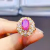 Anillo de Ópalo Rosa Natural Popular al por Mayor de Fábrica Plata S925 Incrustado Piedra Principal 6*9 Joyería de Lujo Venta Directa de Fábrica