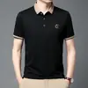 Nueva Camisa Polo de Verano Manga Corta Corte Ajustado Cuello Solapa Camiseta Juventud Negocios Casual Color Sólido Top para Hombre