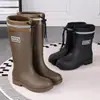 Botas de Chuva para Mulheres, com Forro de Lã, Modernas, Antiderrapantes, Impermeáveis, Resistentes ao Desgaste, Sola Macia, Adequadas para Uso Externo, Trabalho na Cozinha e Sapatos de Chuva de Algodão