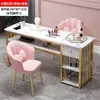 Mesa de manicure moderna, mesa de manicure dupla econômica, mesa de maquiagem, conjunto de mesa e cadeira para salão de manicure de luxo leve estilo japonês, estação de manicure
