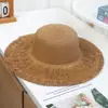 Chapéu de Palha de Aba Larga Moda Europeia e Americana para Mulheres, Chapéu de Sol para Férias na Praia, Chapéu de Palha Trançado com Proteção Solar, Chapéu de Sol em Estoque
