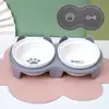 Tigela Dupla Cerâmica para Gatos, Tigela de Água com Proteção de Pescoço, Boca Inclinada Elevada, Tigela de Comida para Gatos, Tigela de Água, Tigela para Pets, Acessórios para Pets
