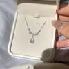 Colar S925 Prata Esterlina Lágrimas de Sereia Gota d'Água Zircônia Estilo Coreano Sensação Cool Nicho Exquisito Luxo Leve Versátil Corrente para Clavícula