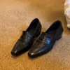 Edición Lancui~ Mocasines de piel auténtica sin cordones para mujer, adelgazantes y que aumentan la altura, estilo británico, simples y versátiles para ir al trabajo