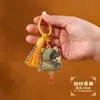 Estilo Chino Tradicional Patrimonio Cultural Inmaterial Canción Brocado Gato de la Fortuna Regalo Cultural Colgante de Borla Llavero de Gato de Doble Cara Colgante para Bolsa de Coche